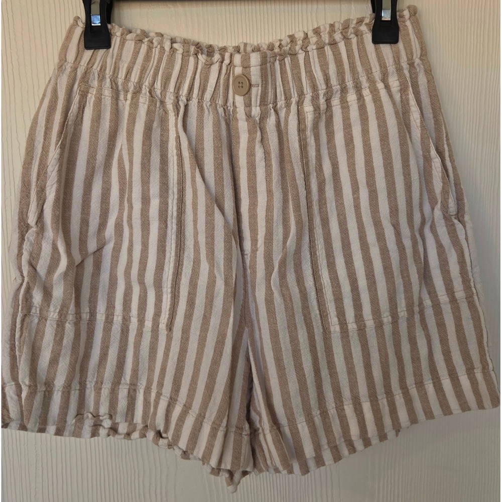 LOFT Outlet Striped Linen Blend Paperbag Waist Shorts S Coastal Nantucket Preppy